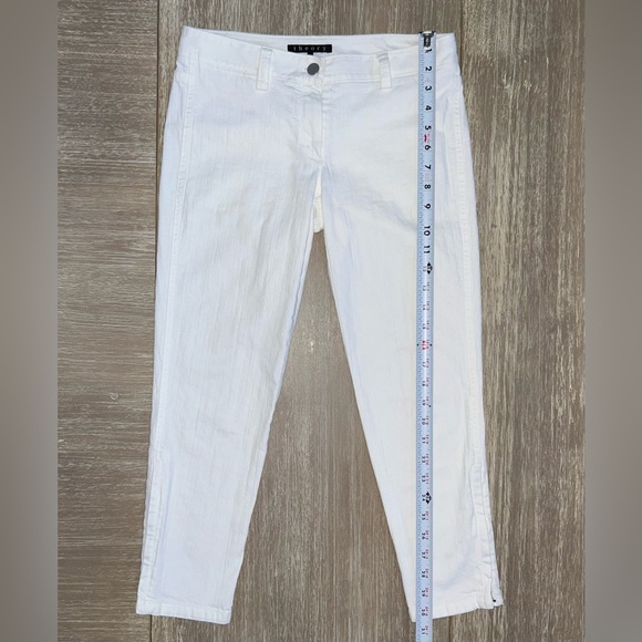 Theory White Slim Ankle Pants 0 Cotton Stretch Zip Hem Work Classic - Picture 8 of 12